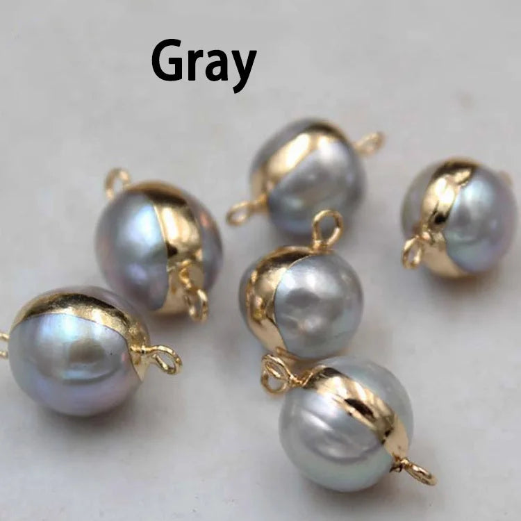 Metal Edging Natural Pearl Accessories 3A High Quality 3mm-10mm Size Irregular Shape Double Hole Pendant Jewelry Accessories