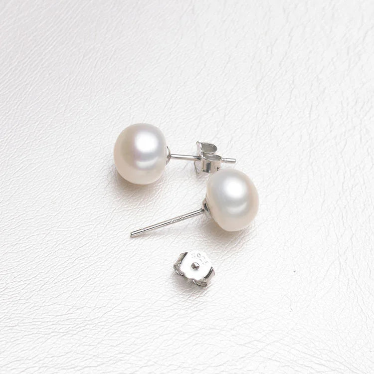 Jewelry Loose Half Hole White Freshwater Pearls Natural Cultured Button Round Shape 3-12mm Half Drilled Ready to Ship