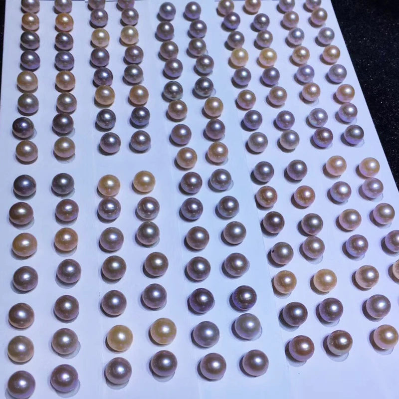Wholesale 2mm-11mm Natural 4A Half Hole Loose Beads Freshwater White Pink Purple Pearl Jewelry Making Round Gold Color Pearls