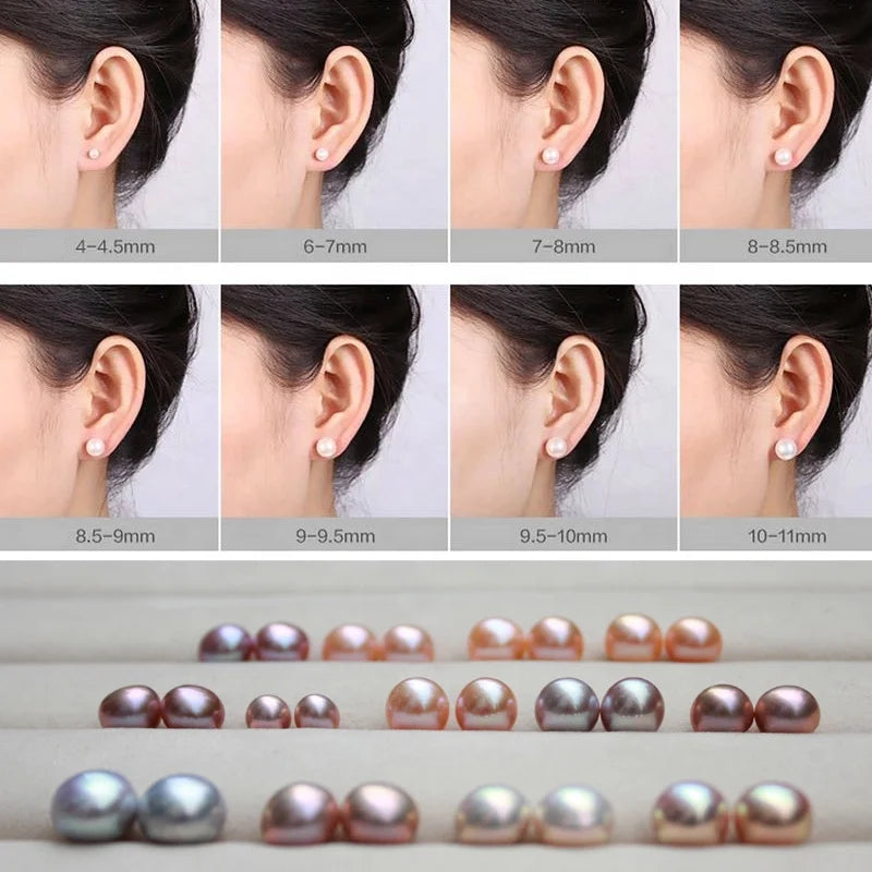 Jewelry Loose Half Hole White Freshwater Pearls Natural Cultured Button Round Shape 3-12mm Half Drilled Ready to Ship