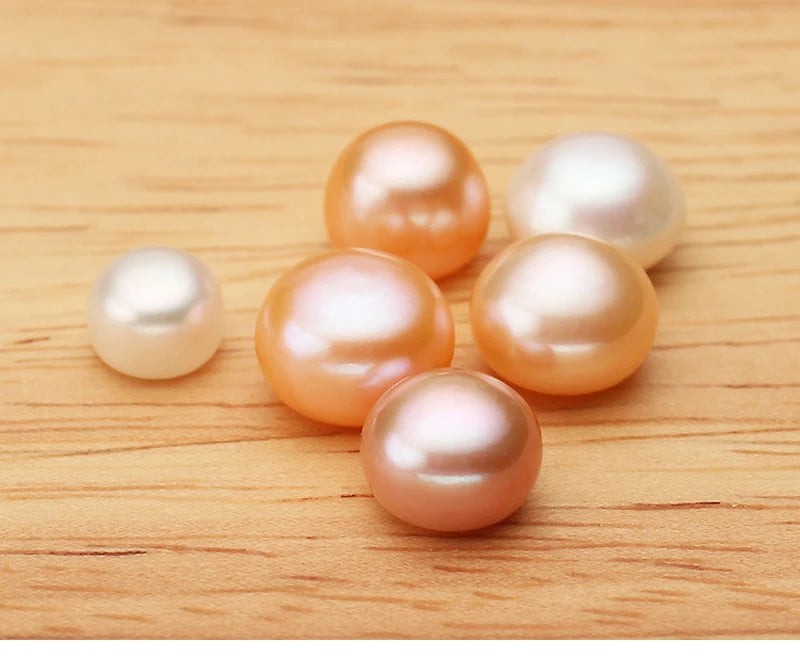 100%real Freshwater Pearl 2a Perfect Half Hole Button Pearls Wholesale Low Price White pink Purple Natural Pearl for Ring Making
