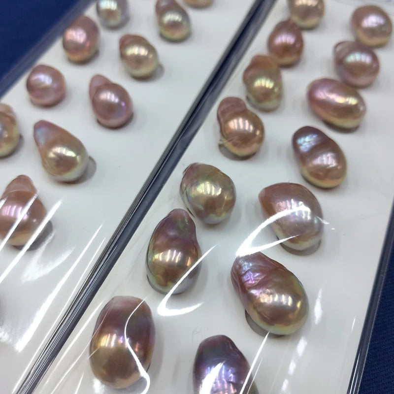 Natural Freshwater Pearls Small Baroque Shape 10mm-12mm 3A Quality METAL COLOR Hole/no Hole