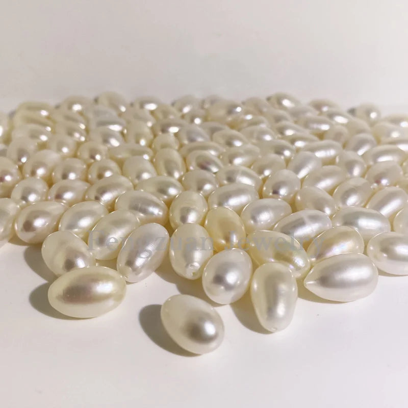 White Drop Pearl 5-10mm Half Hole 3A 4A Grade Loose Natural Freshwater Pearls for Necklaces Making Natural Pearl Jewelry