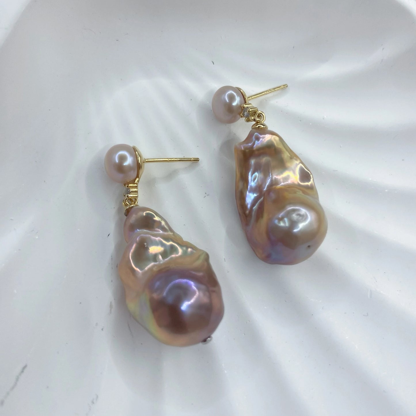 Wholesale Price Purple Color Baroque Pearl 3A 15-16mm Natural Fresh Water Pearl for Earring Making