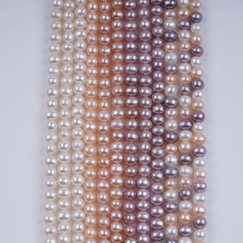 7-8mm AAA Grade White Potato Shape Loose Pearl Freshwater Strand Beads for Jewelry Making