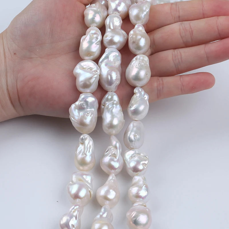 11-14mm C-AAA GRADE Natural BIG Baroque Loose White Pearl Strand