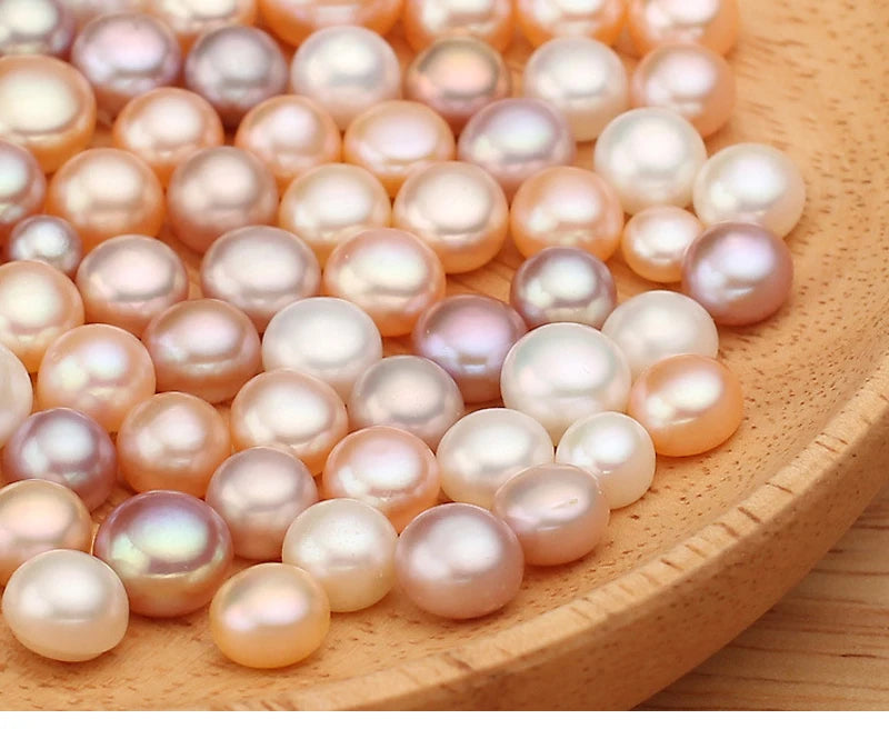 100%real Freshwater Pearl 2a Perfect Half Hole Button Pearls Wholesale Low Price White pink Purple Natural Pearl for Ring Making