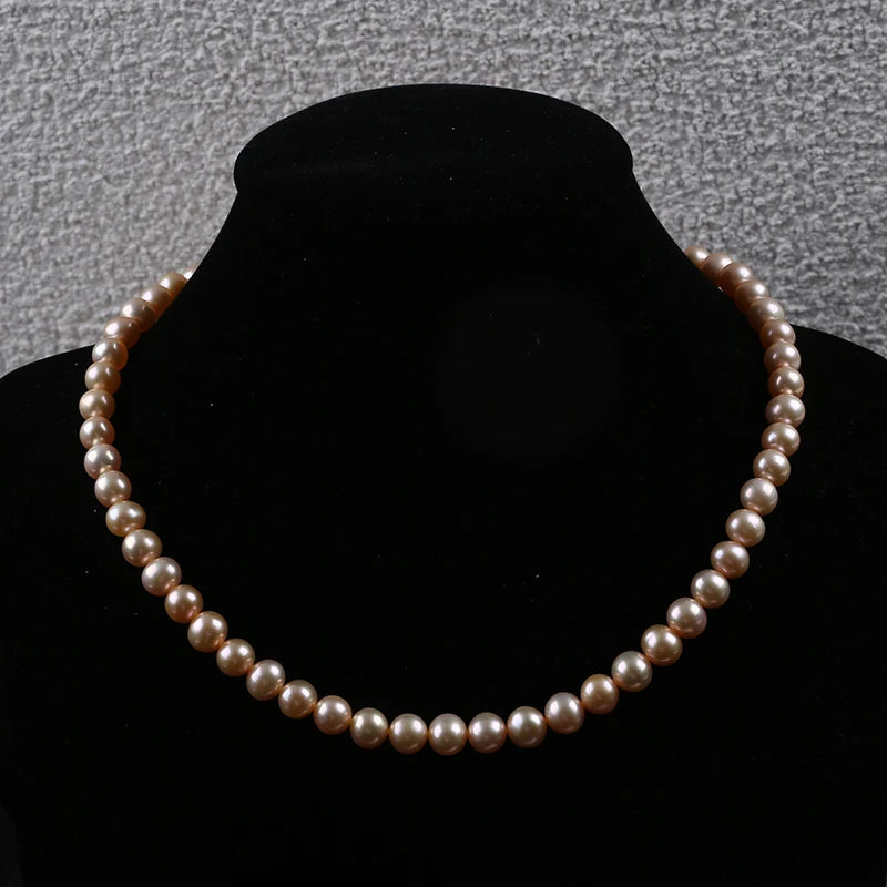 8-9mm Wholesale High Quality Pink Color Natural Cultured Freshwater Potato Pearls Strands