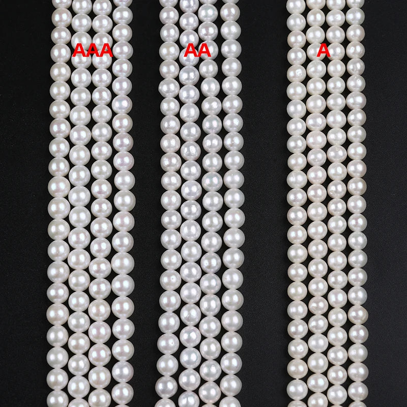 6-6.5mm High Luster Freshwater Round Pearls Strand Wholesales