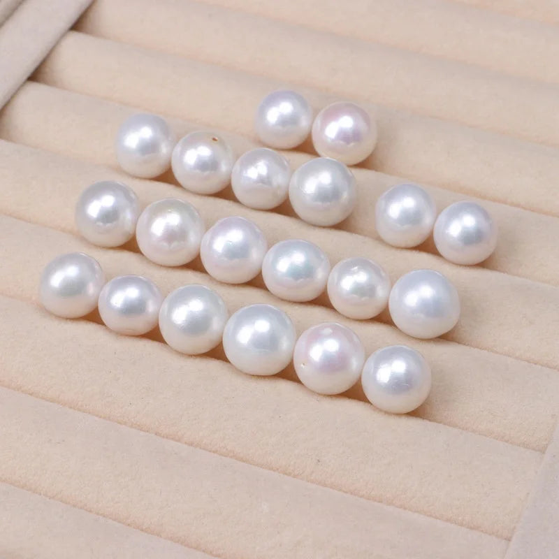 5mm 6mm 7mm 8mm Natural Freshwater Pearl in Low Price 3a Grade Half Drilled Loose Round Fresh Water Pearl Perla