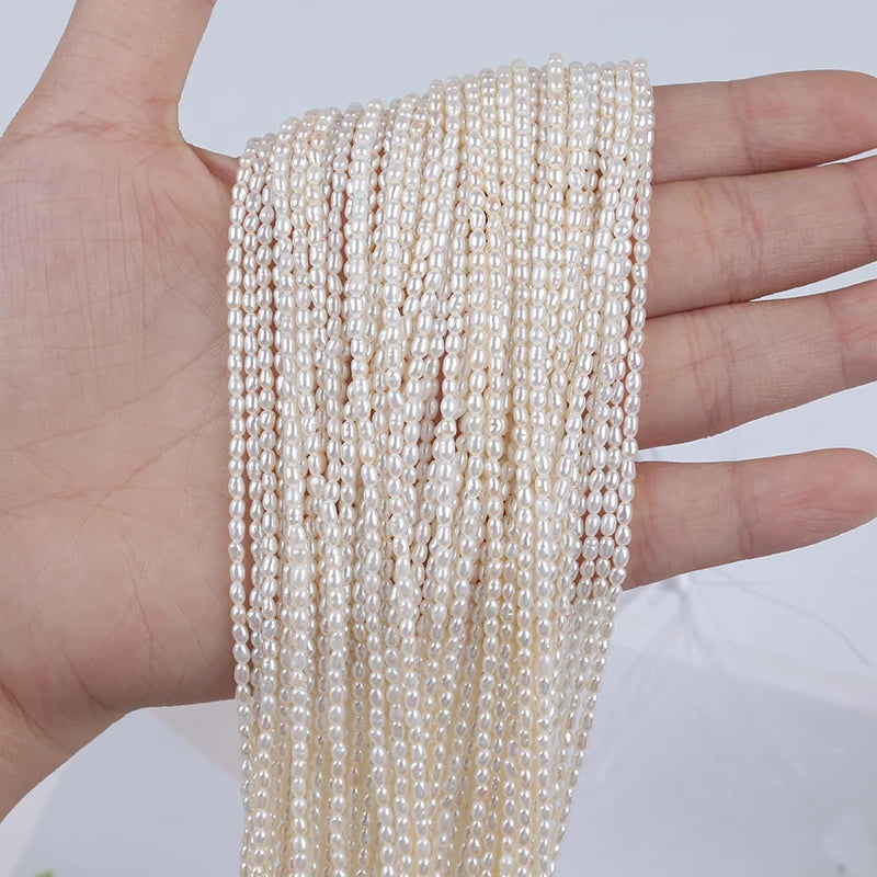 2-2.5mm A-AAA Tiny Natural Freshwater White Pearl Rice Pearl Beads for Jewelry Making