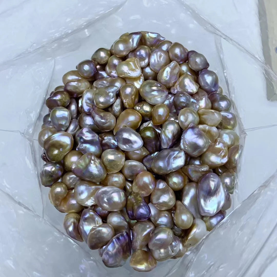 Wholesale 3A High Quality Newly Salvaged Irregular Baroque Freshwater 15-16mm White Pink Purple Natural White/pink/purple Color