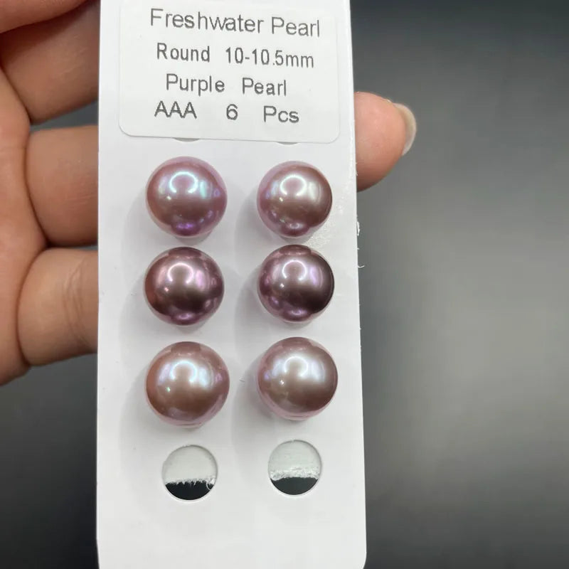 Wholesale Price Natural White Pink Purple Round Freshwater Pearl Bead 3A 9.5-10mm 10-10.5mm Loose Pearl Jewelry Earrings Makind