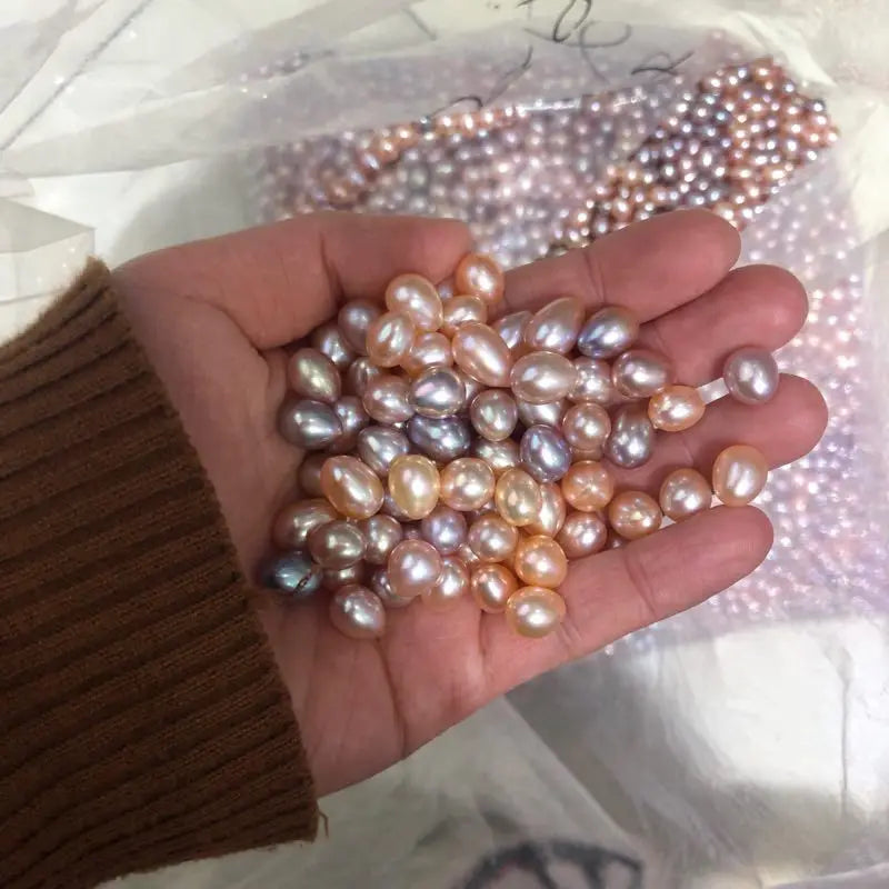 Freshwater White Pink Purple Rice Pearls 5-10mm No Hole Wholesale 3A Real Natural Pearl in Loose Freshwater Pearl