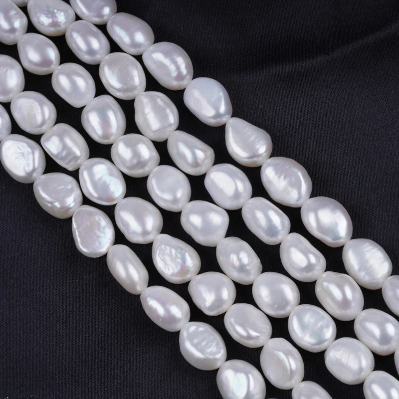 9-10mm AAAAA-B Grade Wholesale Natural White Freshwater Baroque Loose Pearls Strand