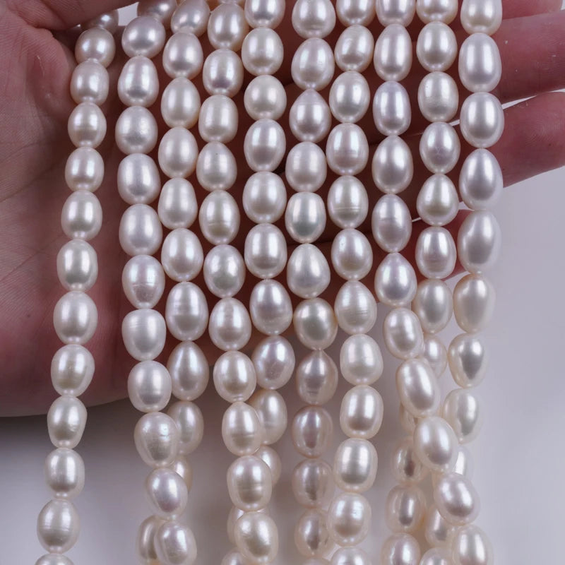 8-9mm Natural Rice Shape Freshwater Pearl Beads for Jewelry Making