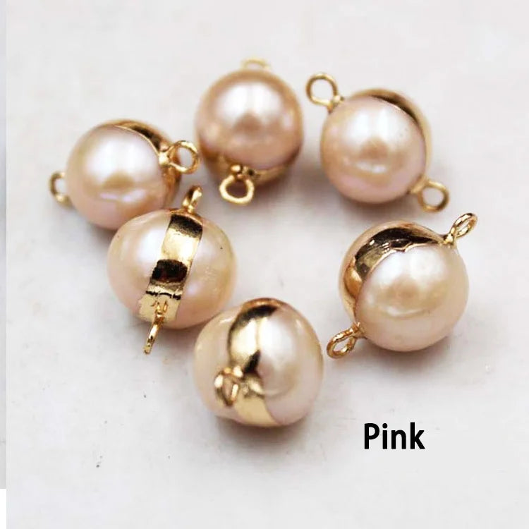 Metal Edging Natural Pearl Accessories 3A High Quality 3mm-10mm Size Irregular Shape Double Hole Pendant Jewelry Accessories