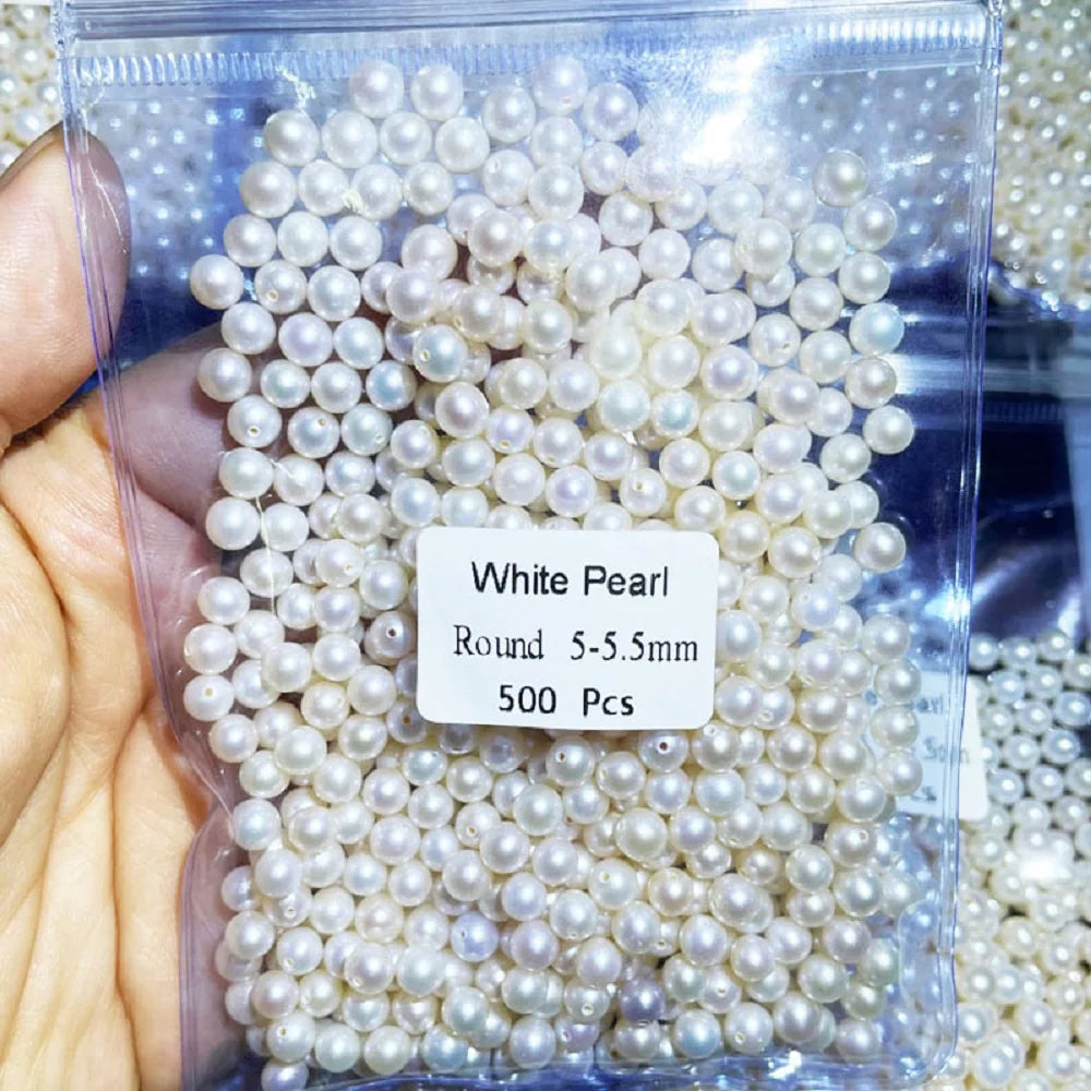 3A 2-11mm Freshwater Pearl Wholesale Round White Loose Half Hole Natural Pearls for Jewelry Making