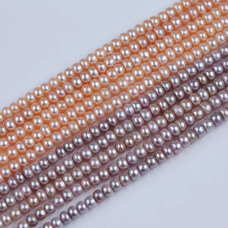 8-9mm Wholesale Loose White Natural Fresh Water Bread Pearls Button Beads Strands