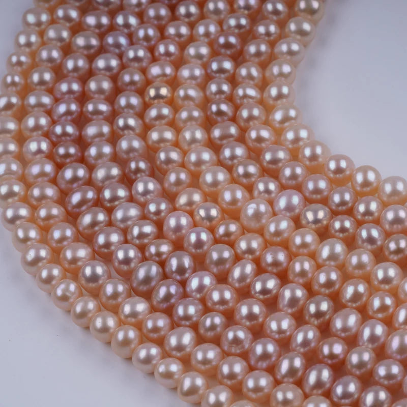 7-8mm AAA Grade White Potato Shape Loose Pearl Freshwater Strand Beads for Jewelry Making