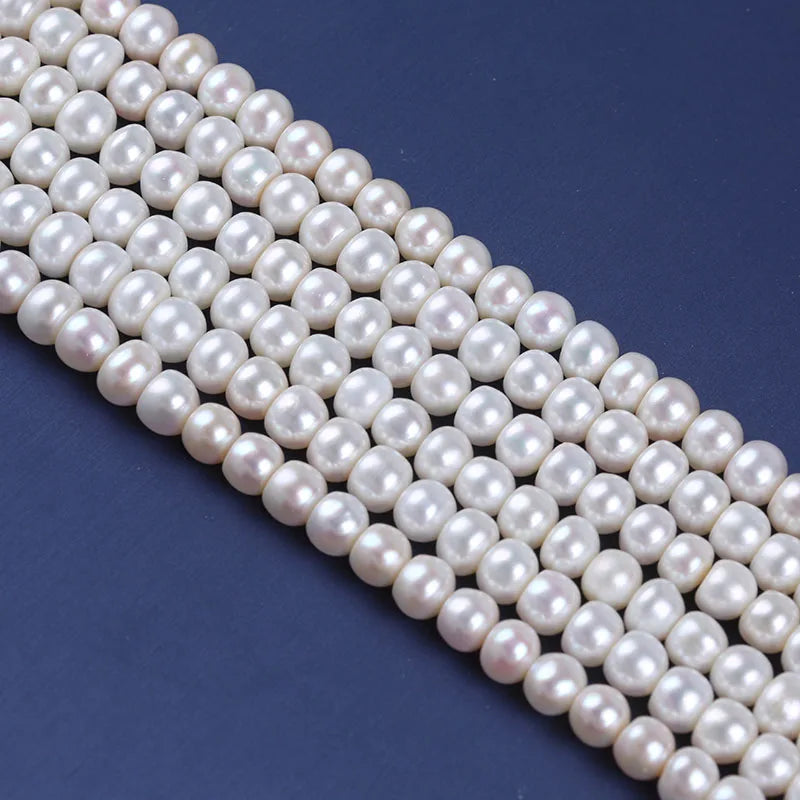 Top Quality 8-9mm Natural White Color Button Shape Loose Pearl Beads