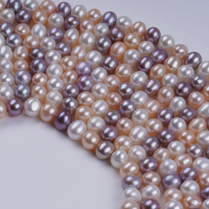 7-8mm AAA Grade White Potato Shape Loose Pearl Freshwater Strand Beads for Jewelry Making