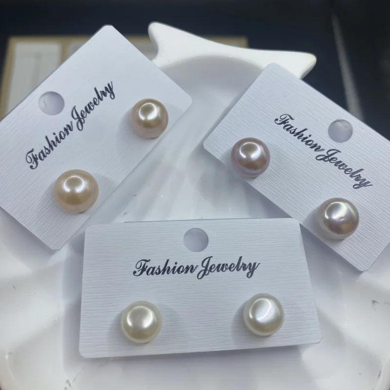 High Quality 3A Freshwater White Pearls Half-Hole Button Shape Low Price Pink Natural Loose Pearls for Pearl Jewelry Making