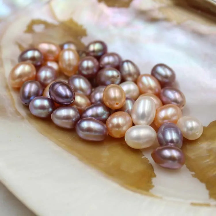 Freshwater White Pink Purple Rice Pearls 5-10mm No Hole Wholesale 3A Real Natural Pearl in Loose Freshwater Pearl