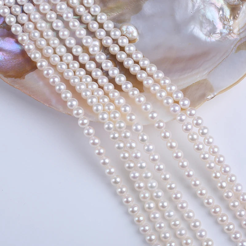 16inch 5.5-7mm AAA Grade White Round Shape Natural Freshwater Pearl Beads for Jewelry Making