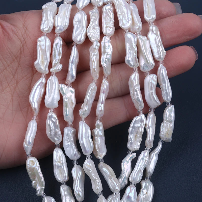 18cm 8-11mm natural freshwater biwa pearl beads for jewelry making