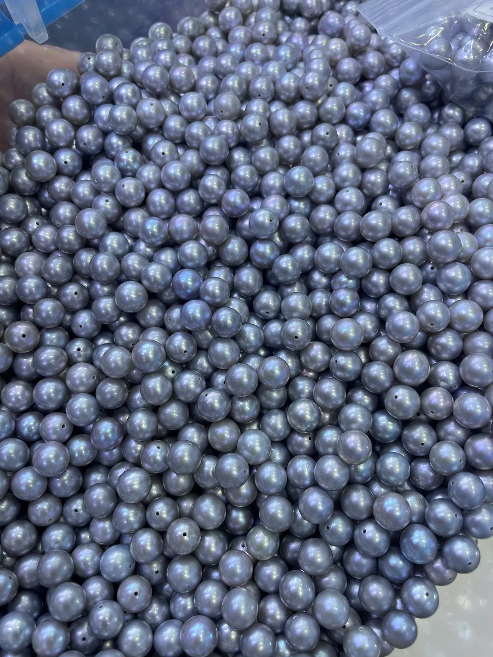 Wholesale Price High Quality Grey 4A 5APearls 7-8mmRound Loose Beads Half Hole Freshwater Pearls Jewelry Accessories