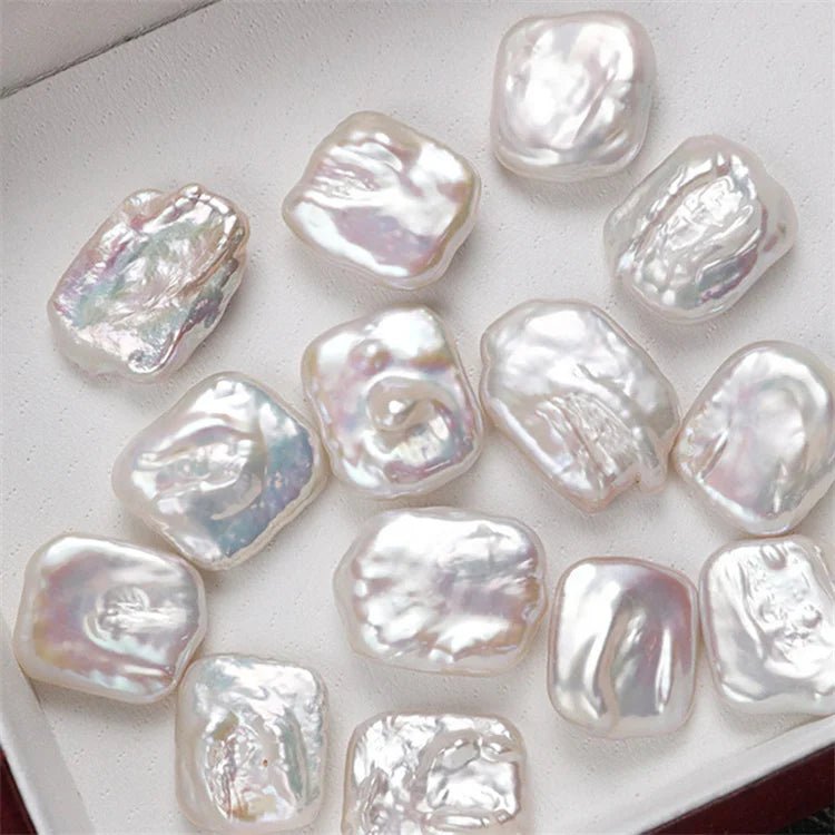 Wholesale Price Natural Freshwater Baroque Pearl 13*18MM Irregular Rectangular Loose Pearls in White for Jewelry Making