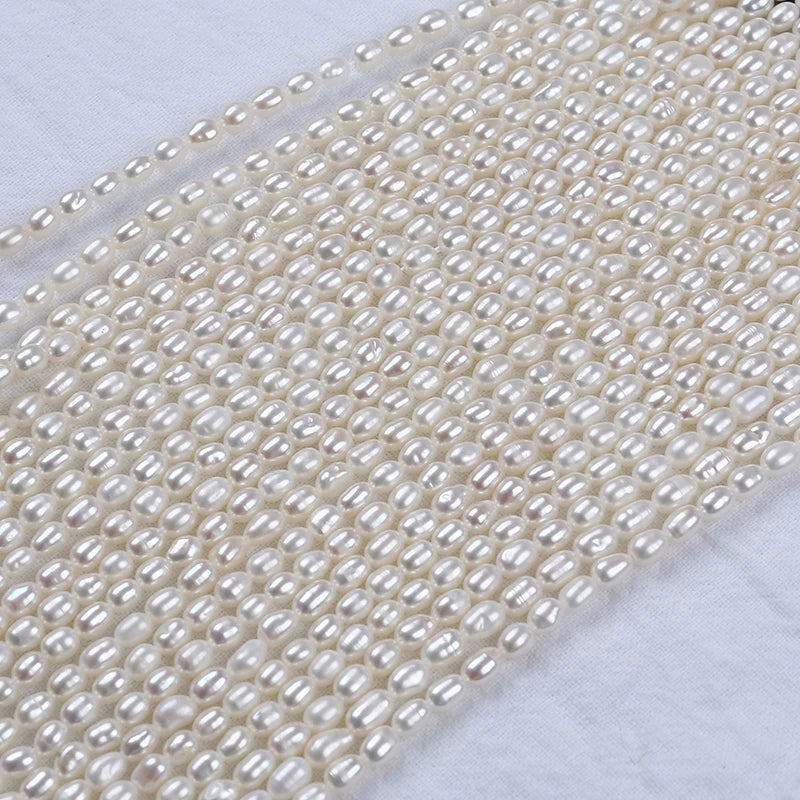 3.5-4mm B-AAAA Wholesale Good Quality Pearls Natural Freshwater White Pearl High Luster Rice Pearl Beads