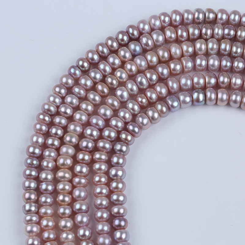 8-9mm Wholesale Loose White Natural Fresh Water Bread Pearls Button Beads Strands