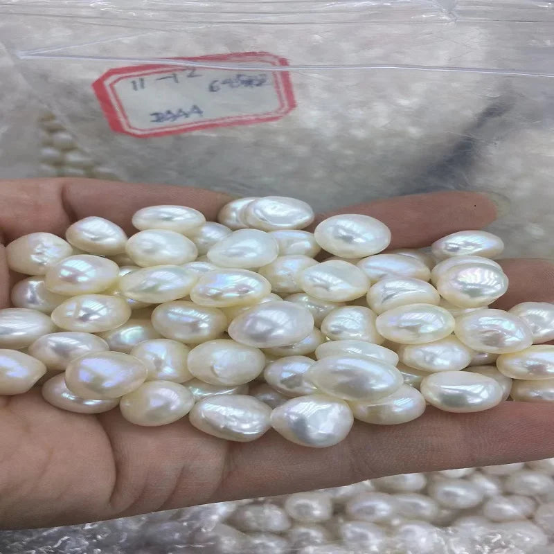 Factory Price 2A-4A 11-12mm Natural Freshwater Half Hole White Loose Baroque Pearls