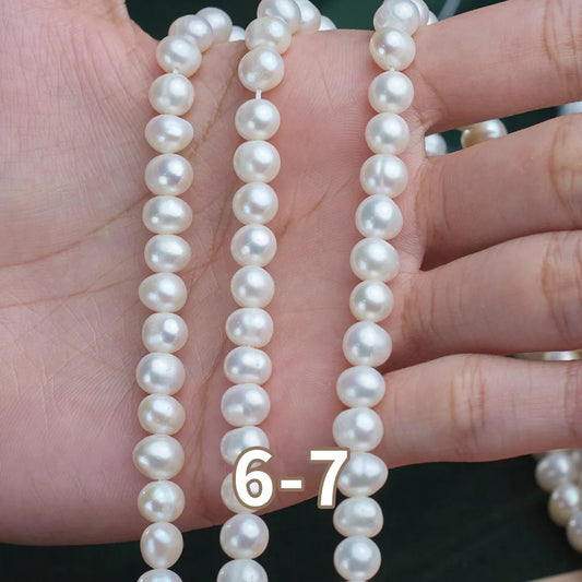4A Premium 6-7mm White Natural Freshwater Pearl Necklace Premium Jewelry with Loose Pearls