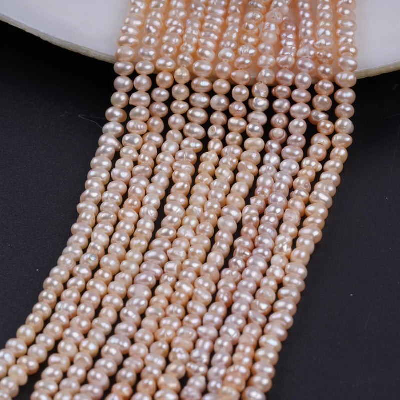 3-4mm Wholesale Real Natural pink Color Loose Potato Freshwater Pearl String