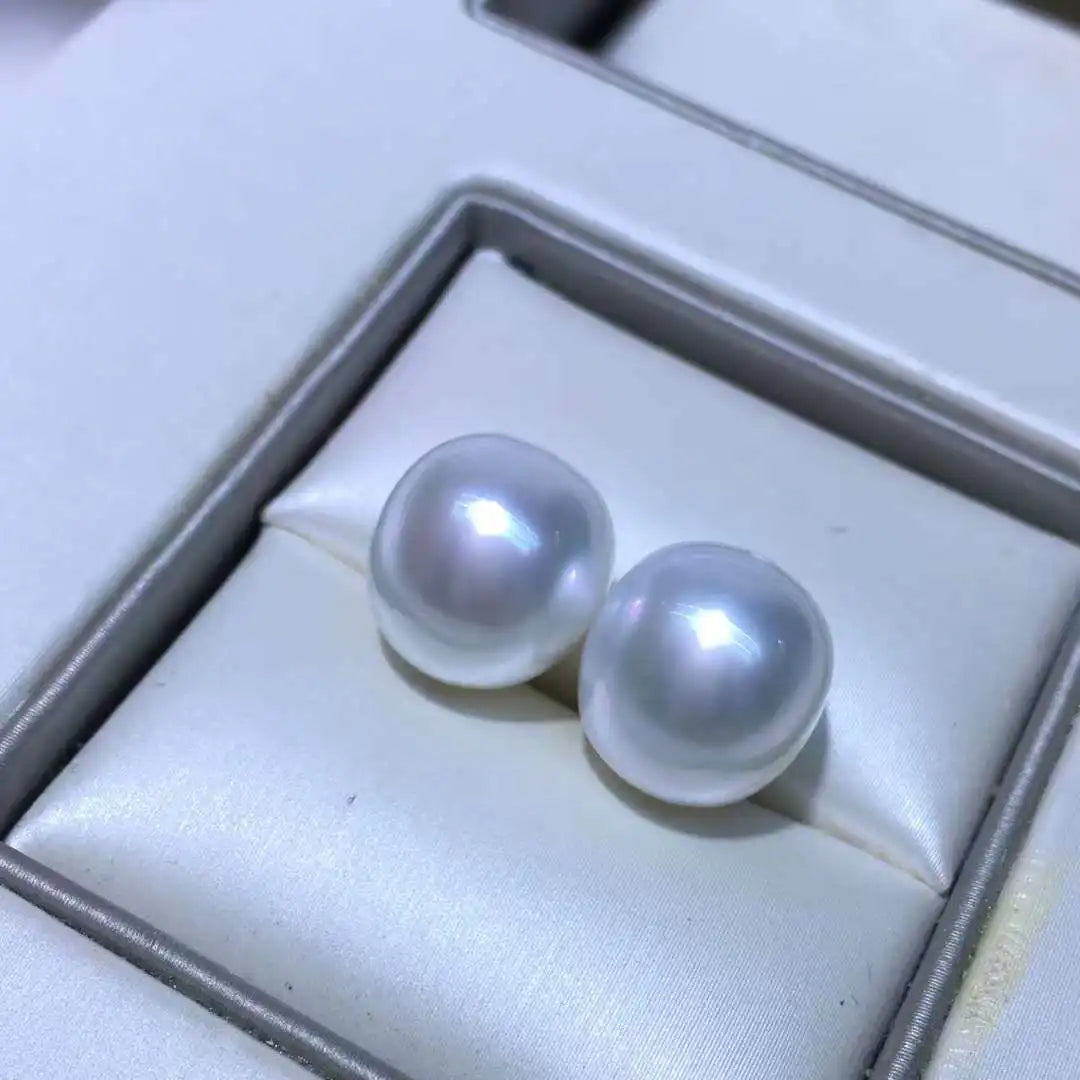 Natural Seawater Round 11-12 Nearly Round Australian White Loose Beads High Gloss Pendant Earrings Jewelry Accessories