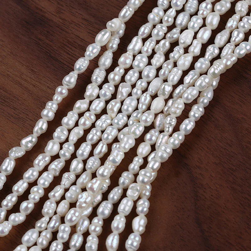 3.5-4mm B-AAAA Wholesale Good Quality Pearls Natural Freshwater White Pearl High Luster Rice Pearl Beads