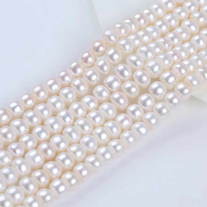 Top Quality 8-9mm Natural White Color Button Shape Loose Pearl Beads