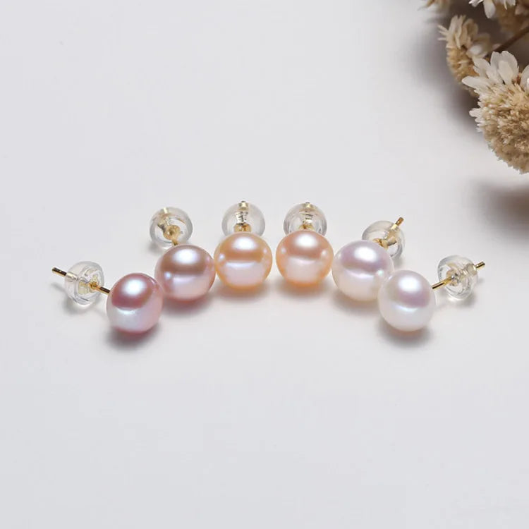 Zhuji Pearl 3-12mm Natural White Pink Purple Button Freshwater Loose Pearls for Jewelry Making Half-Drilled Hole