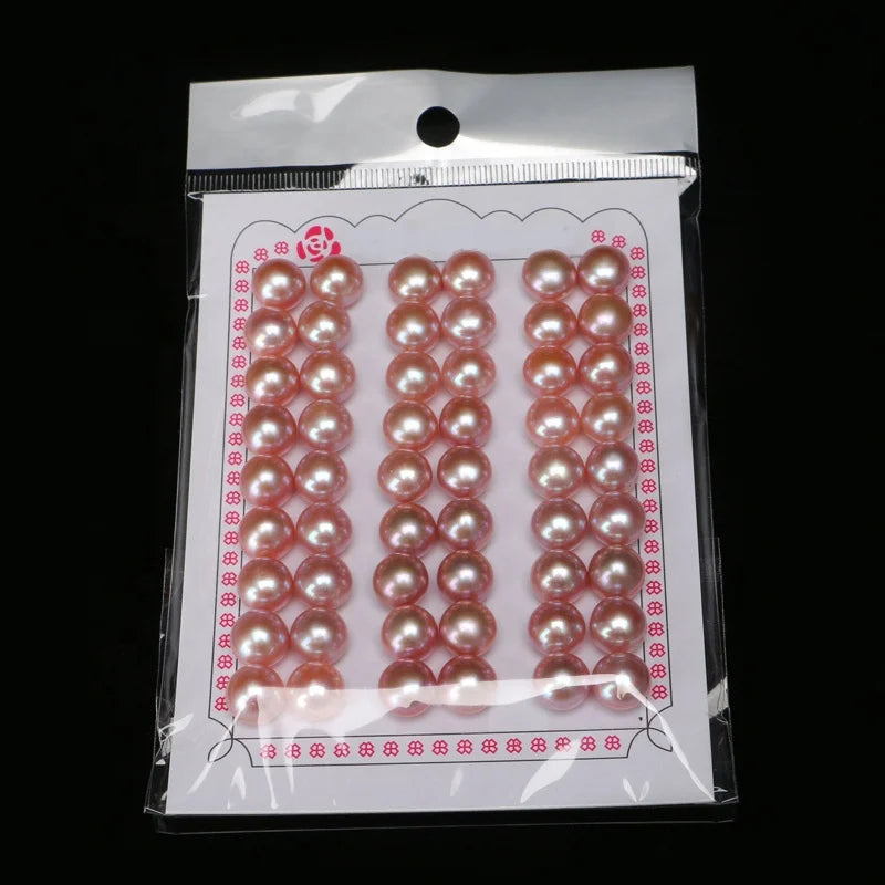 Wholesale 4A Natural White Freshwater Pearls 4mm-10mm Half Drilled Button Shape Freshwater Pearls