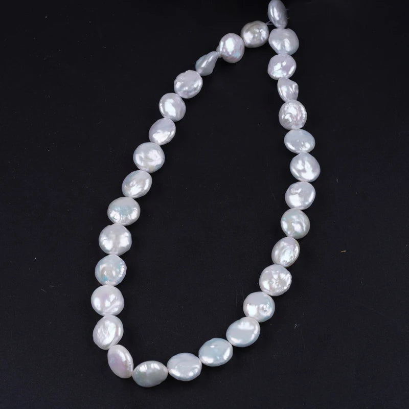 13-14mm AA Grade Natural White Wholesale Coin Freshwater Pearls for Jewelry Making