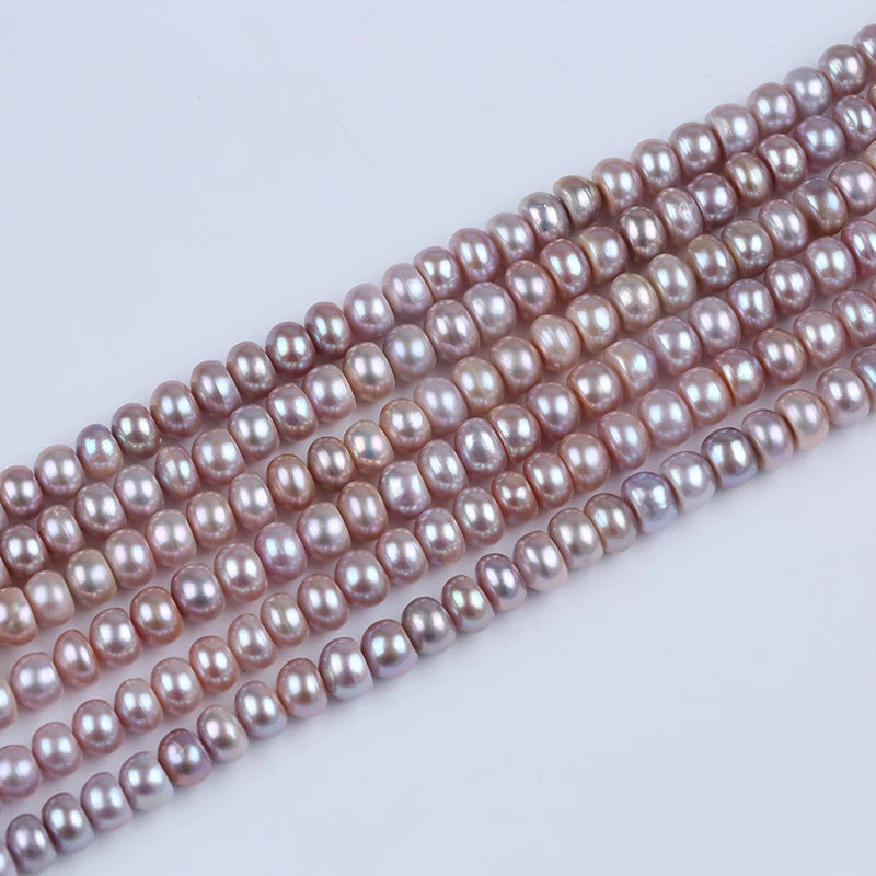 8-9mm Wholesale Loose White Natural Fresh Water Bread Pearls Button Beads Strands