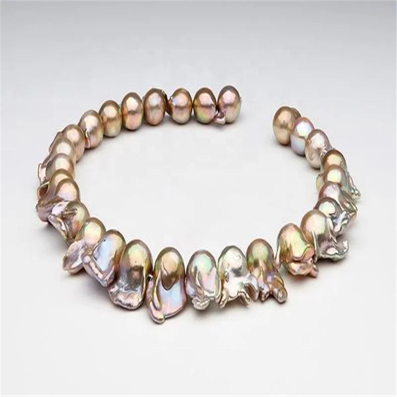 Wholesale 3A High Quality Newly Salvaged Irregular Baroque Freshwater 15-16mm White Pink Purple Natural White/pink/purple Color