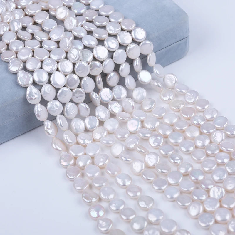9-10mm natural white wholesale coin freshwater pearls for jewelry making