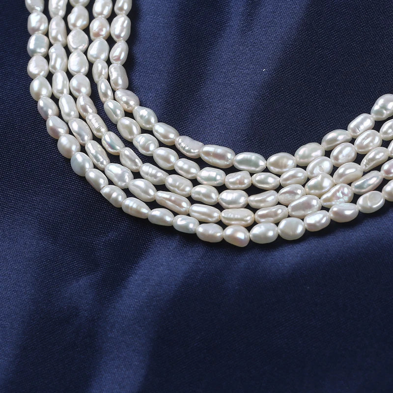 4-5mm AAA Grade Wholesale Natural White Freshwater Baroque Loose Pearls Strand