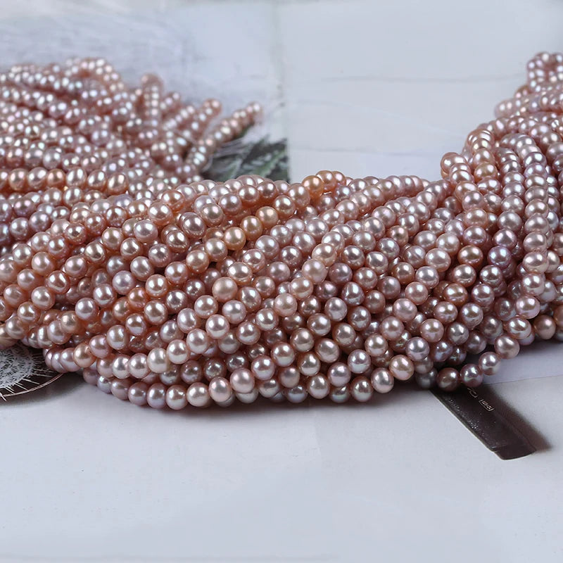 4.5-5mm Natural Cultured Freshwater Pearl Potato Shape Pearl Strands