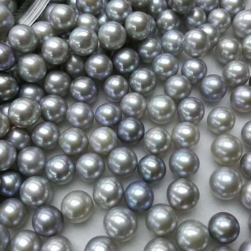 Wholesale Price High Quality Grey 4A 5APearls 7-8mmRound Loose Beads Half Hole Freshwater Pearls Jewelry Accessories