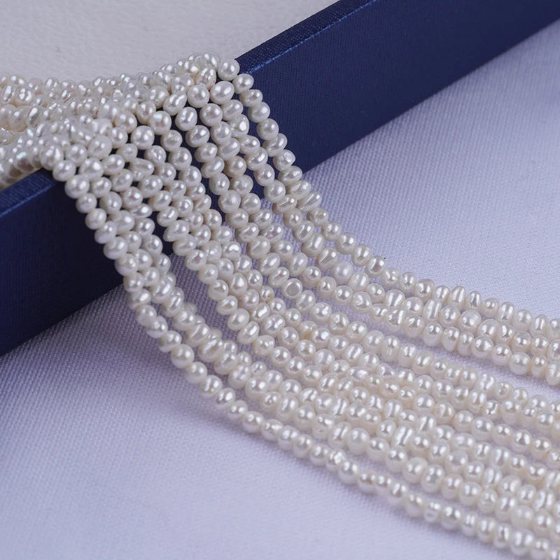 2.5-3.2mm White Potato Shape Natural Freshwater Pearl Beads for Jewelry Making